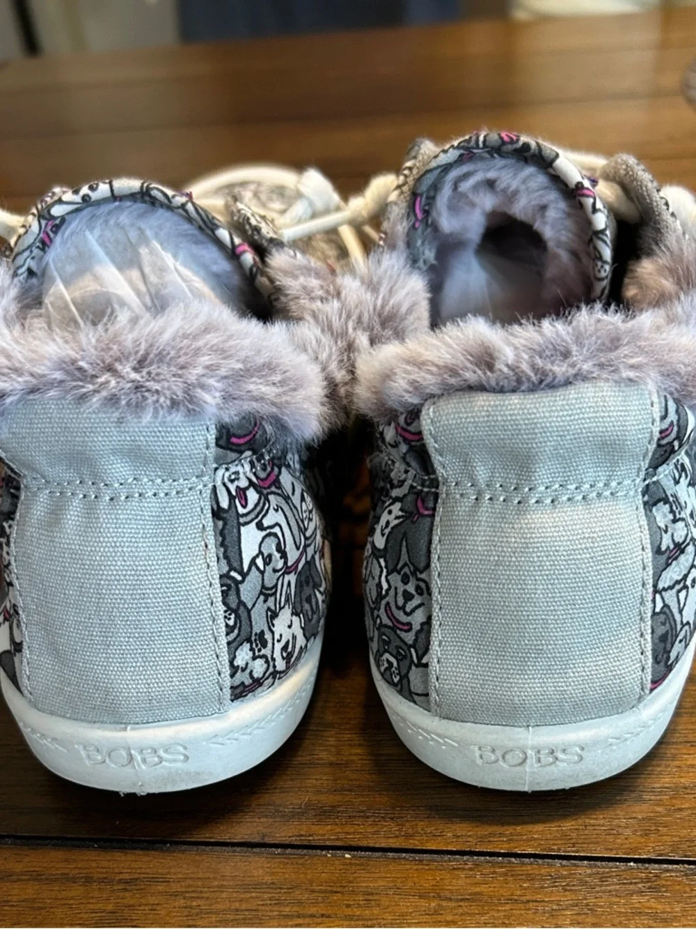 Skechers BOBS Beach Bingo Faux-Fur Lined Slip-On Sneakers - Dog Party Sz.6.5 - Picture 2 of 5